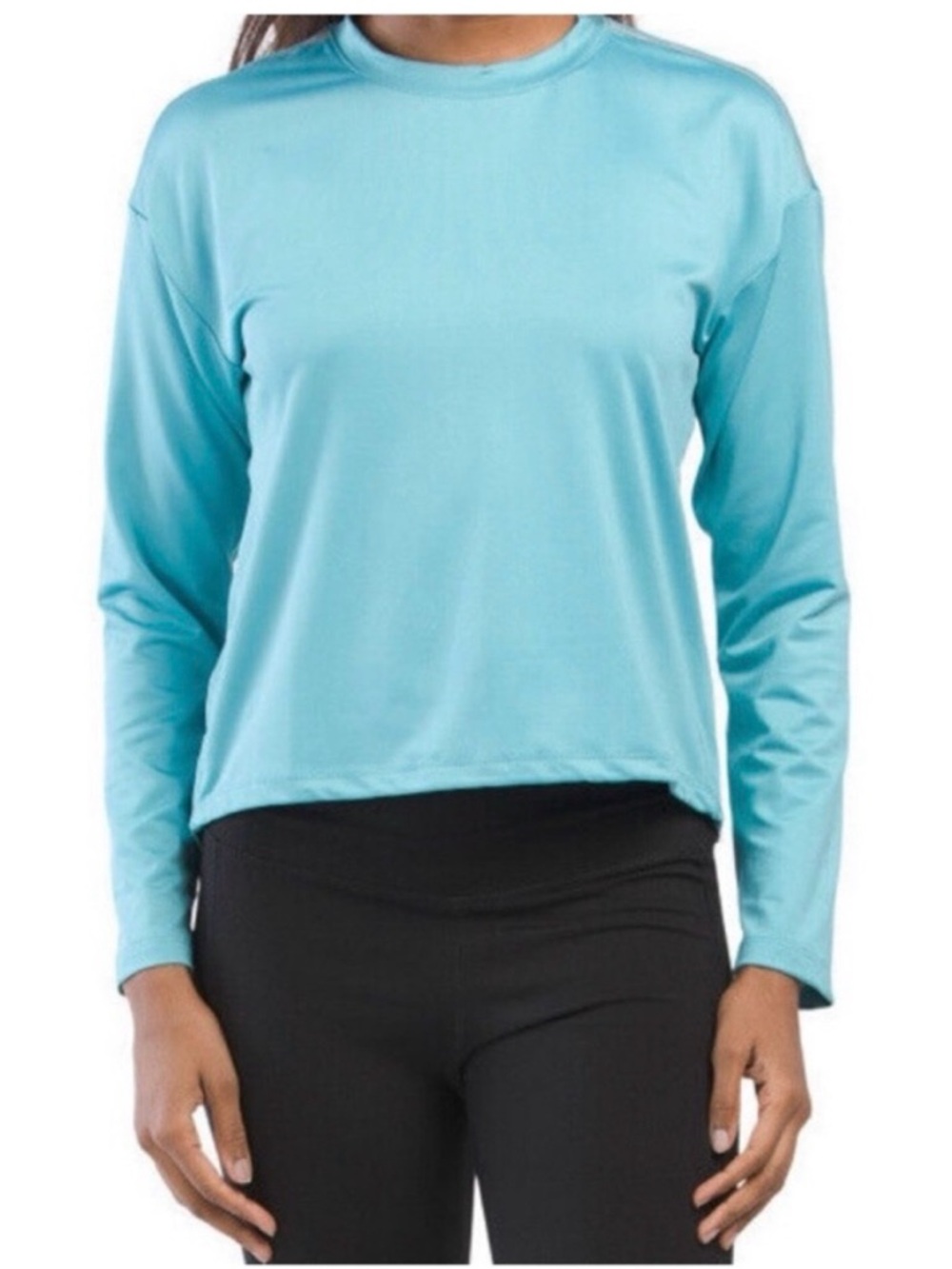 Spyder Active Base Layer Top teal blue stretchy wicking pullover drawstring - Picture 1 of 8